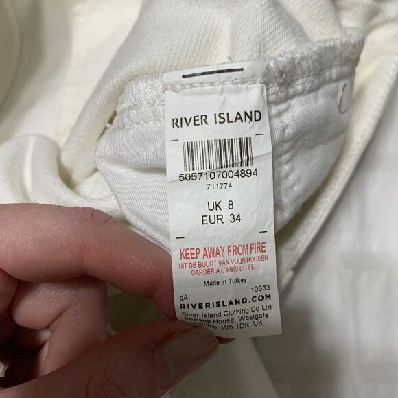 River Island Womens Solid White Denim Jean Mini Skirt 4 Small US 8 UK - Picture 4 of 5